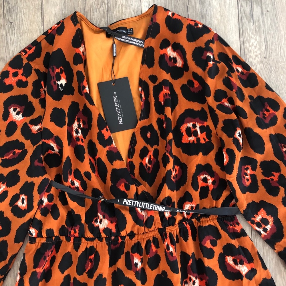 PrettyLittleThing Leopard Print Ruffle Wrap Dress - Picture 6 of 9